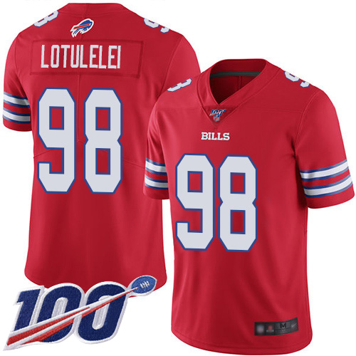 Men Buffalo Bills #98 Star Lotulelei Limited Red Rush Vapor Untouchable 100th Season NFL Jersey